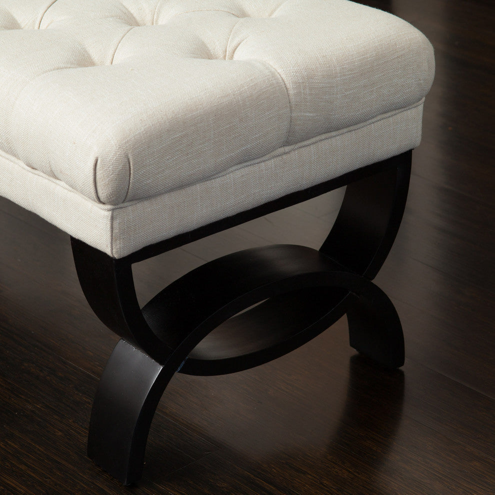 GDF Studio Colette Tufted Fabric Ottoman Bench, Beige