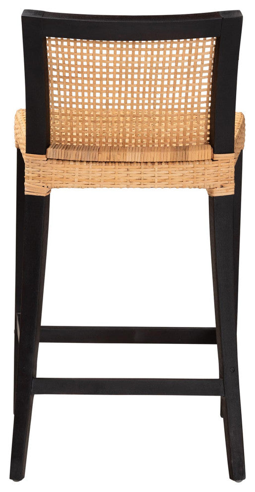 Annie Mahogany & Rattan Counter Stool