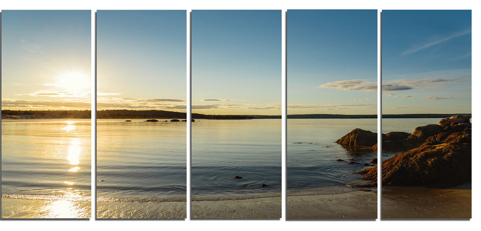 Carters Beach Nova Scotia Canada, Seashore Canvas Art Print, 60"x28", 5 Panels