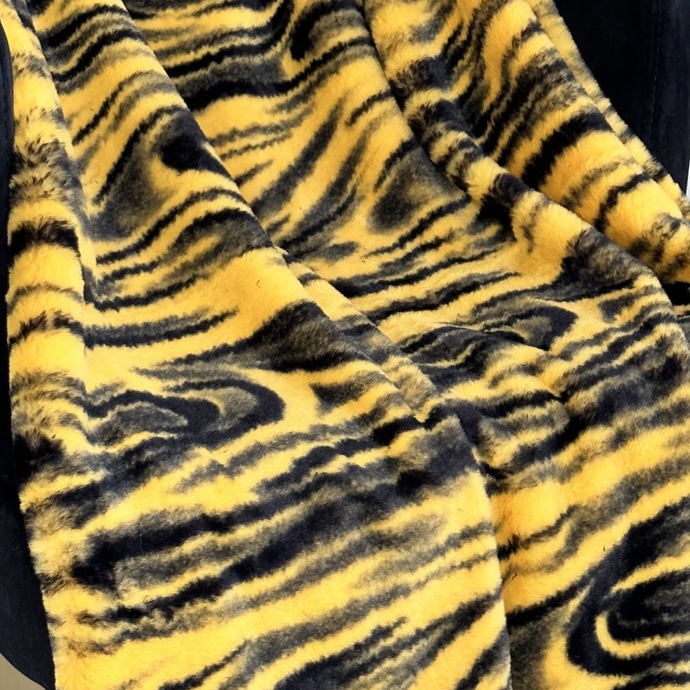 Plutus Yellow Galaxy Faux Fur Luxury Throw Blanket, 80"L x 110"W Full