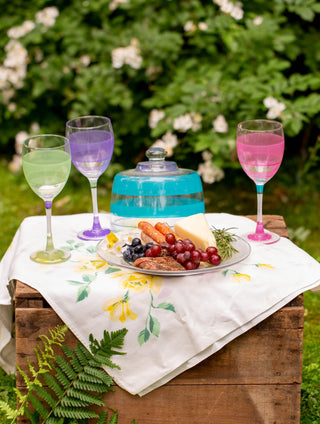 Retro Stripe Purple Wine Glasses, Set of 2