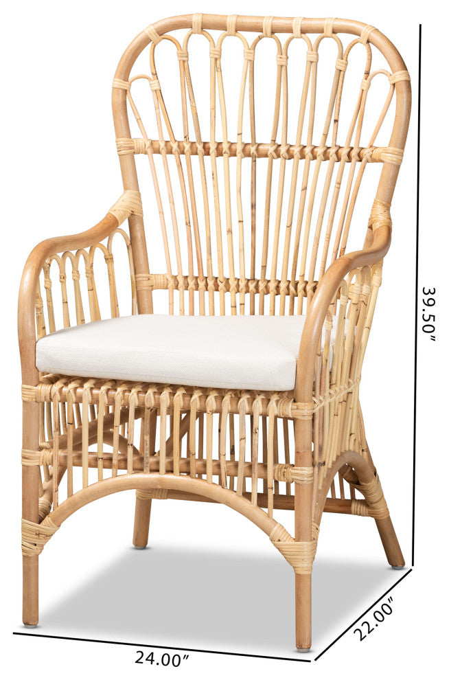 Aya Modern Natural Finished Rattan Armchair