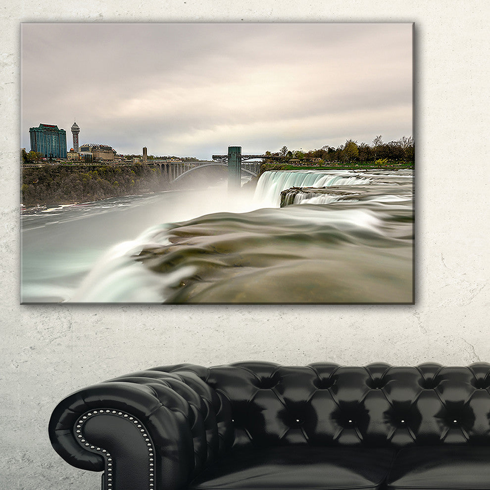 "Niagara Falls Goat Island View" Oversized Beach Canvas Artwork, 32"x16"