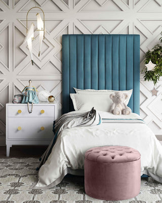 Queen Mauve Velvet Storage Ottoman - Blush