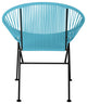 Concha Indoor/Outdoor Handmade Dining Chair, Blue Weave, Black Frame