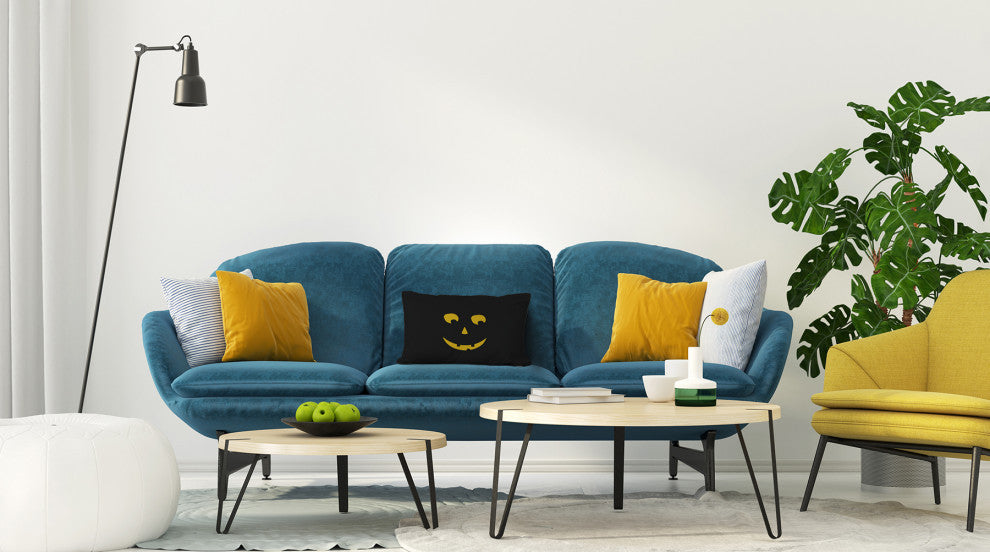Halloween Jack-O-Lantern Left Accent Pillow, Black, 14"x20"