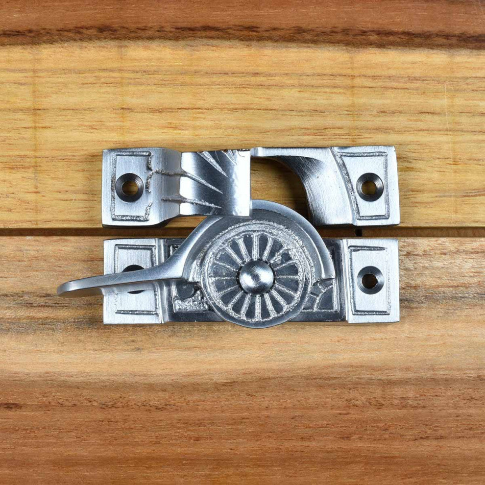 2 Piece Ornate Solid Brass Window Sash Lock Satin Chrome Renovators Supply