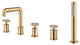 Modern 3-Handle Deck Mounted Roman Tub Faucet With Handshower, Brushed Gold
