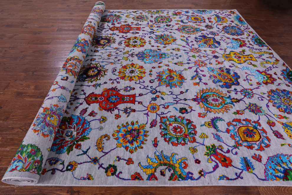 9' 10" X 14' 4" Persian Handmade Wool & Silk Rug - Q15571