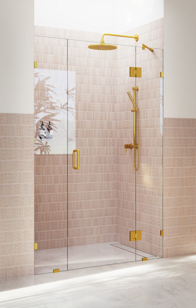 47"Wx78"H Frameless 3 Panel Inline Shower Door, Satin Brass