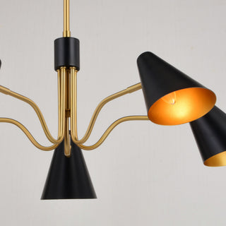 Pryce 30.75" 5 Light Chandelier Matte Black and Satin Brass