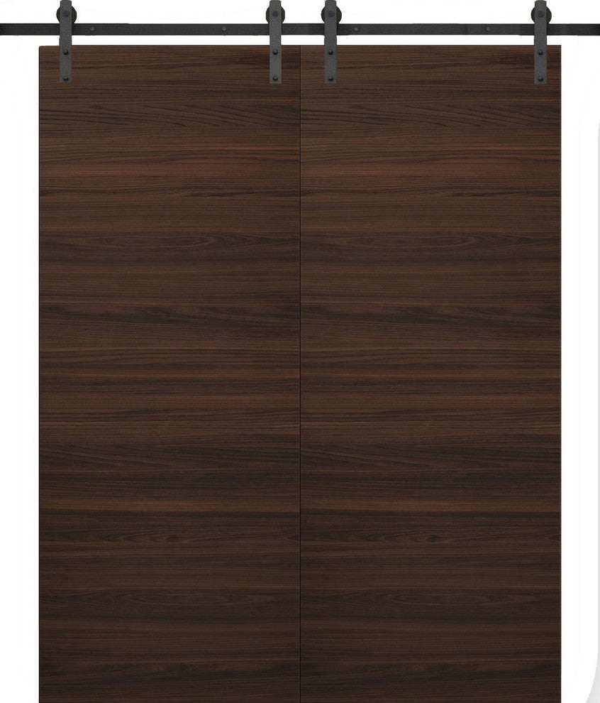 Sliding Double Barn Doors 60 x 96 & 13FT Rail | Planum 0010 Chocolate Ash|
