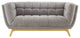 Loveseat Sofa, Velvet, Gray, Modern, Living Lounge Hotel Lobby Hospitality