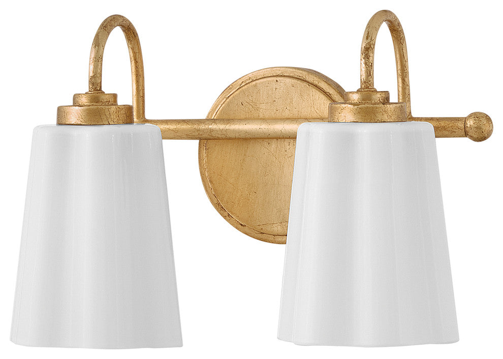 Lark Honey Small Two Light Vanity, Distressed Brass