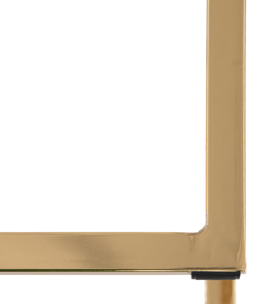 Quincy Leather Barstool Square Seats and Gold Metal Frame, Light Brown