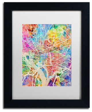 Michael Tompsett 'Washington DC Map' Matted Framed Art, White Mat, 14"x11"