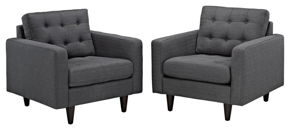 Modern Contemporary Living Room Armchair Set of 2 Gray
