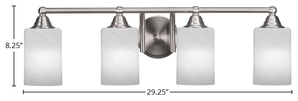 Paramount 4-Light Bath Bar, Brushed Nickel, 4" White Marble Glass