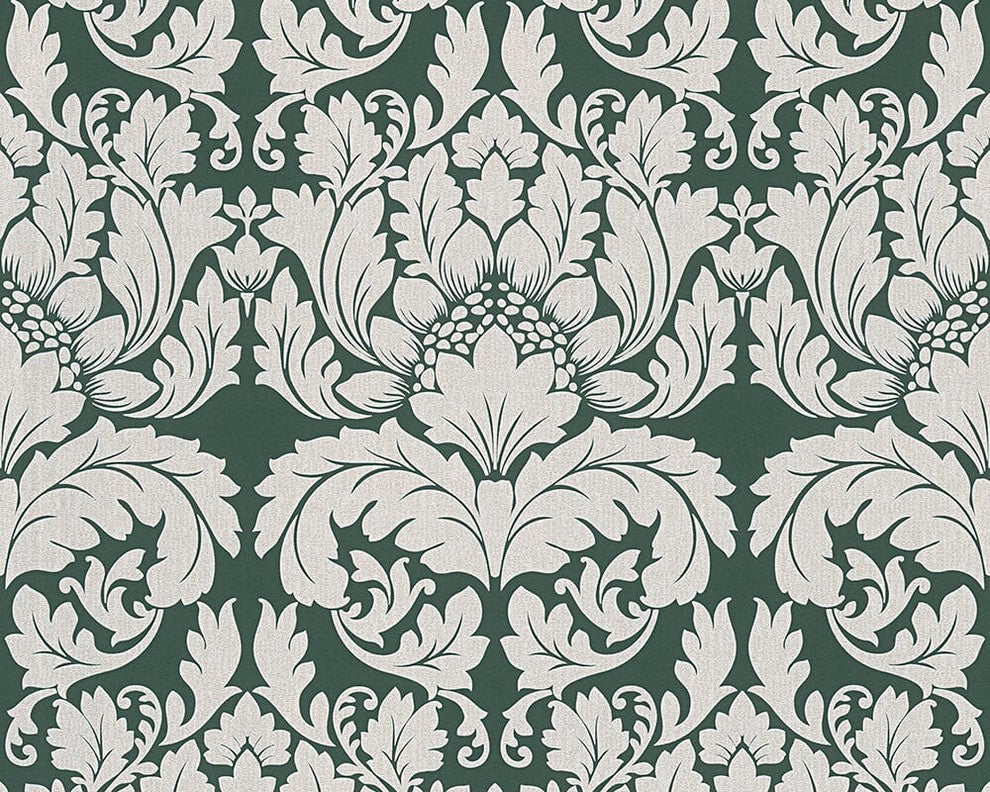 Metropolis 2, Urban Graphic Stripes Floral Plain Light Green Wallpaper Sample