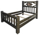 Barnwood Style Timber Peg Diamond Bed, Weathered Slate, Full