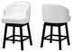 White Faux Leather & Espresso Brown Finished Wood 2-Pcs Swivel Counter Stool Set