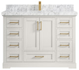 Boston 48" Single Sink Bath Vanity in Alabaster 2" Carrara Marble