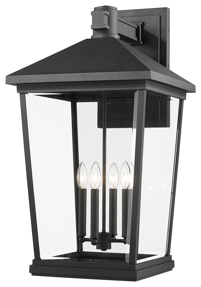 Zlite 568XXL-BK 4-Light Outdoor Wall Sconce, Clear Beveled