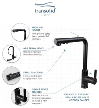 Transolid Sloane Pull-Down Kitchen Faucet, Matte Black