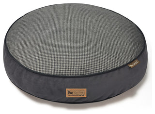 Round Bed Houndstooth, Black and Grey, Small