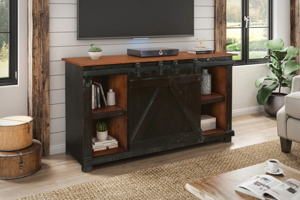 Westgate 60" sliding Barn Door Tv Stand, Black
