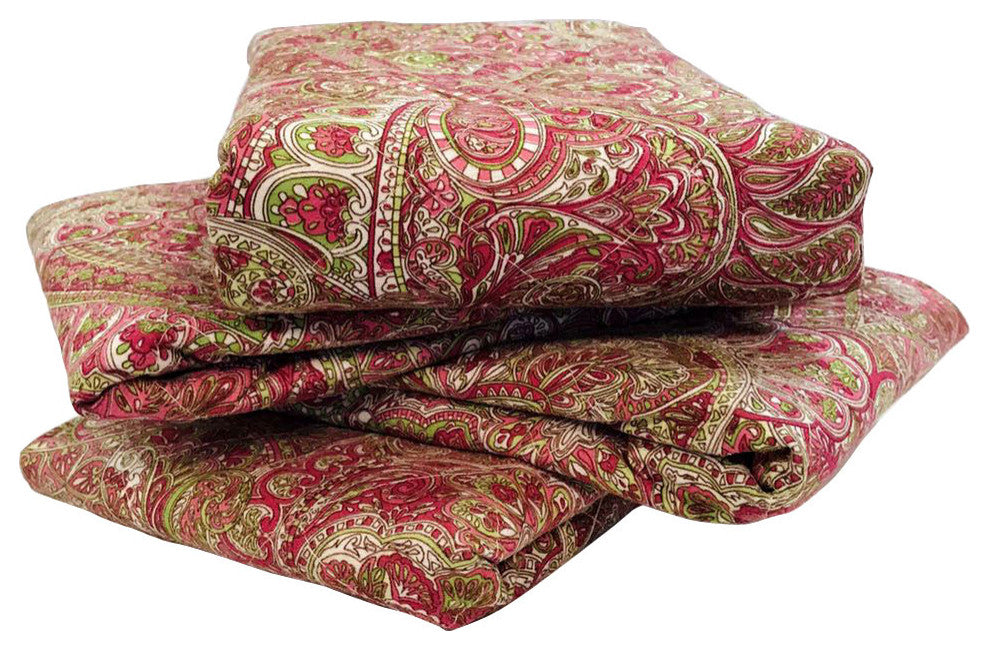 Paisley Suede 4 Piece Pillow Shell Set, Pink Lime, 20"x20"