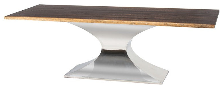 Praetorian 112-Inch Dining Table In Seared Oak And Stainless Steel