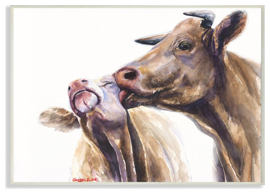 Cow Family Animal Watercolor Painting, 12"x18"