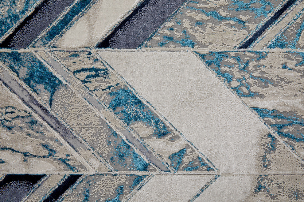 Weave & Wander Armada Modern Navy Blue/Beige Rug, 10'x13'2"