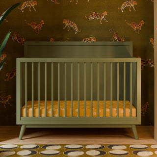 Palma 4-in-1 Convertible Crib With Toddler Bed Conversion Kit, Olive