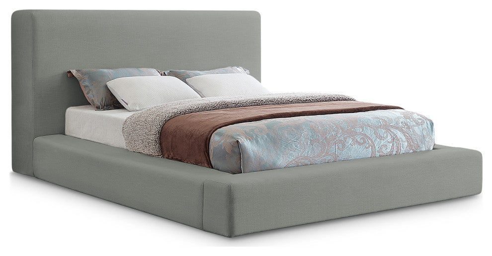 Devin Linen Textured Fabric Upholseterd Bed, Gray, King
