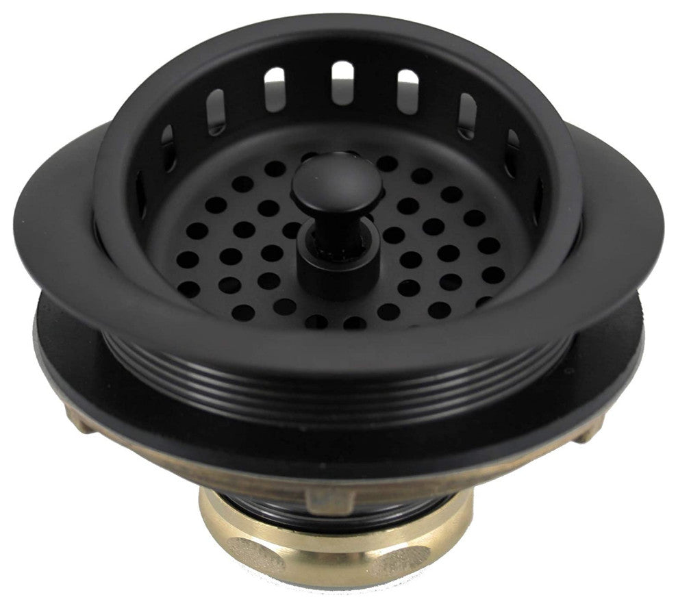 Post Style Large Kitchen Basket Strainer In Polished Chrome, Powder Coated Flat