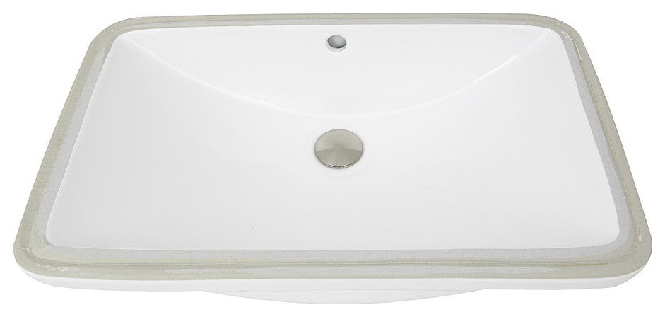 Nantucket Sinks UM-2112-W Rectangle Undermount Ceramic Vanity Sink In White