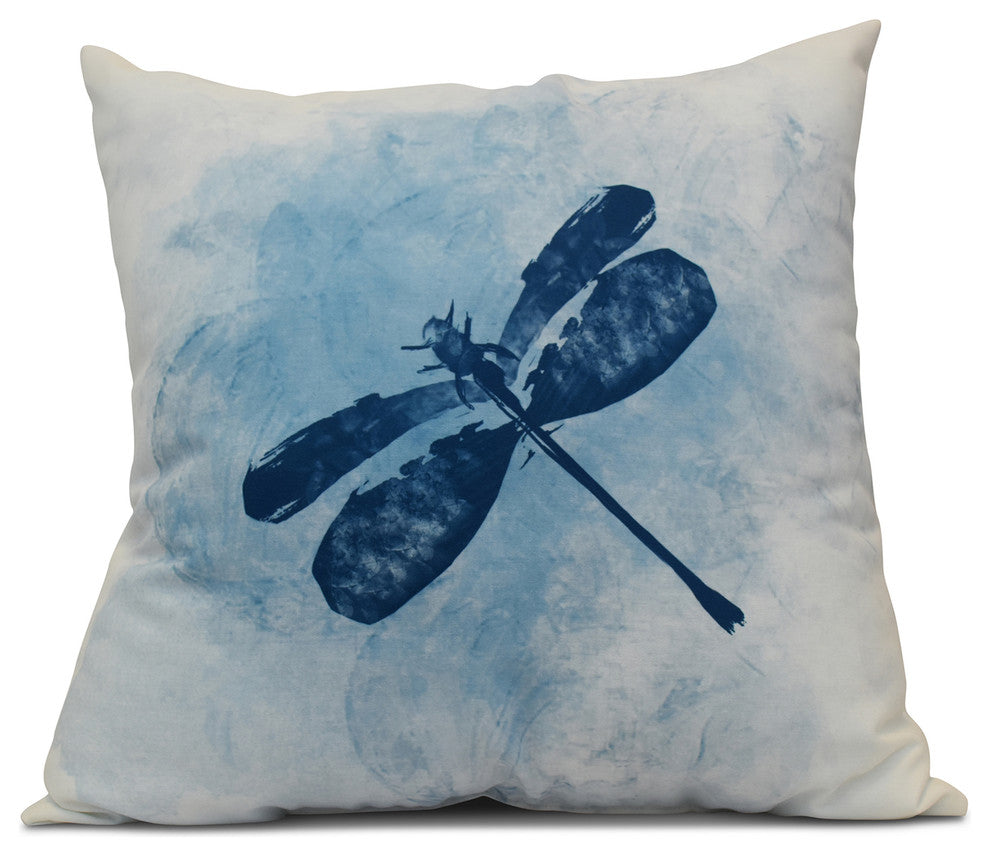 Dragonfly Summer, Animal Print Pillow, Blue, 16"x16"