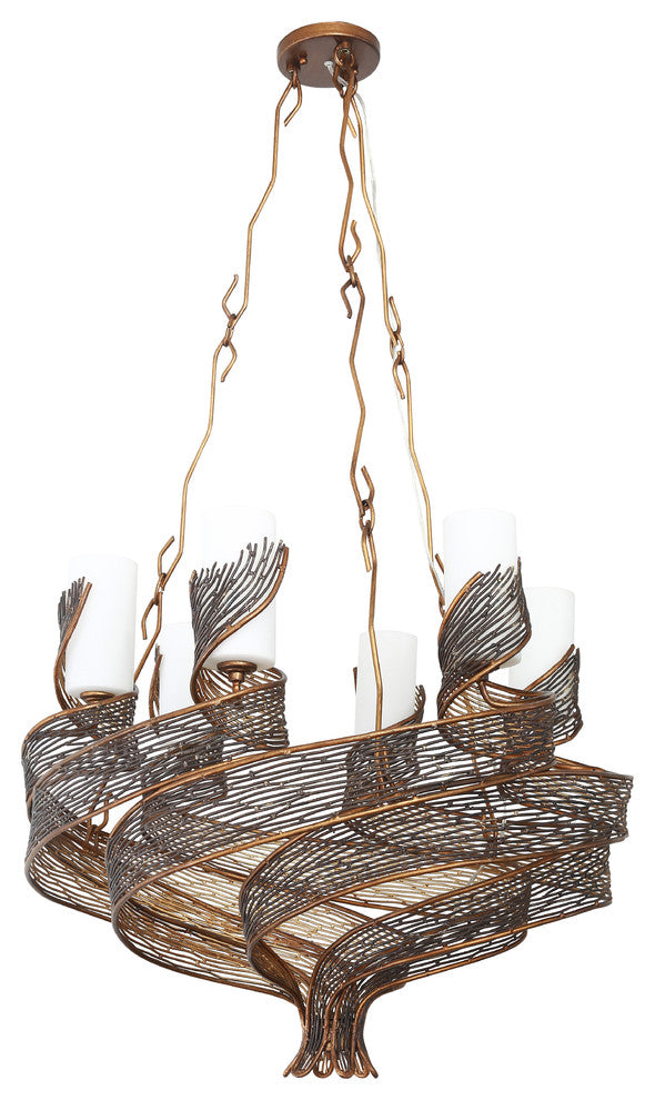 Flow 6-Lt Chandelier - Hammered Ore