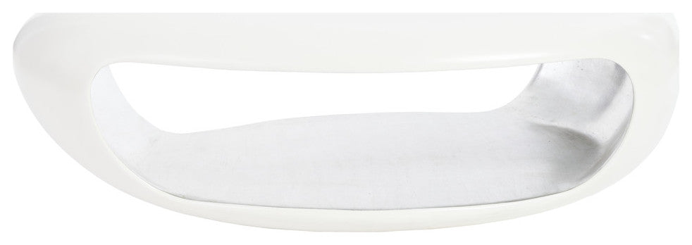 Grotto Cocktail Table Pearl White and Silver Leaf, Small