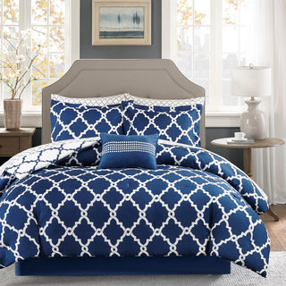 Madison Park Microfiber Printed 7-Piece Reversible Comforter Set, King