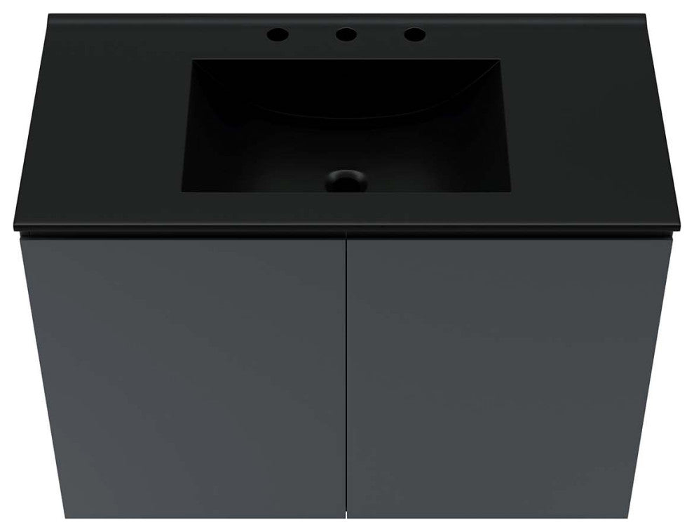Bryn 36" Wall-Mount Bathroom Vanity, Gray Black