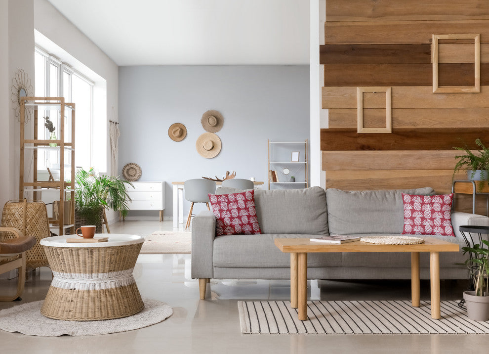 20x20" Pineapple Pattern Nautical Decorative Indoor Pillow, Ligonberry Red