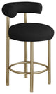 Bordeaux Upholstered Stool, Black, Boucle Fabric, Brushed Brass, Set of 2