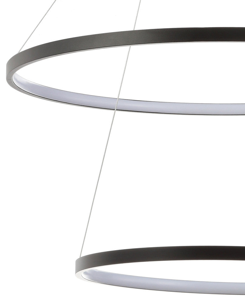 Circulo Metal Round Modern LED Pendant, Matte Black, Width: 24"