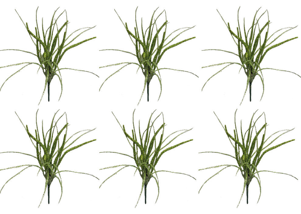 6 Pieces 15" Glitter Pigeon Bush Christmas Spray, Green