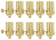 Royal Designs, Inc. 3 Way Vintage Lamp Socket, Polished Brass, Set of 10
