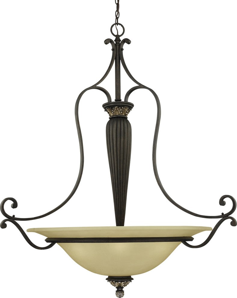 Bristol 5-Light Vintage Bronze With Antique Gold Interior Pendant