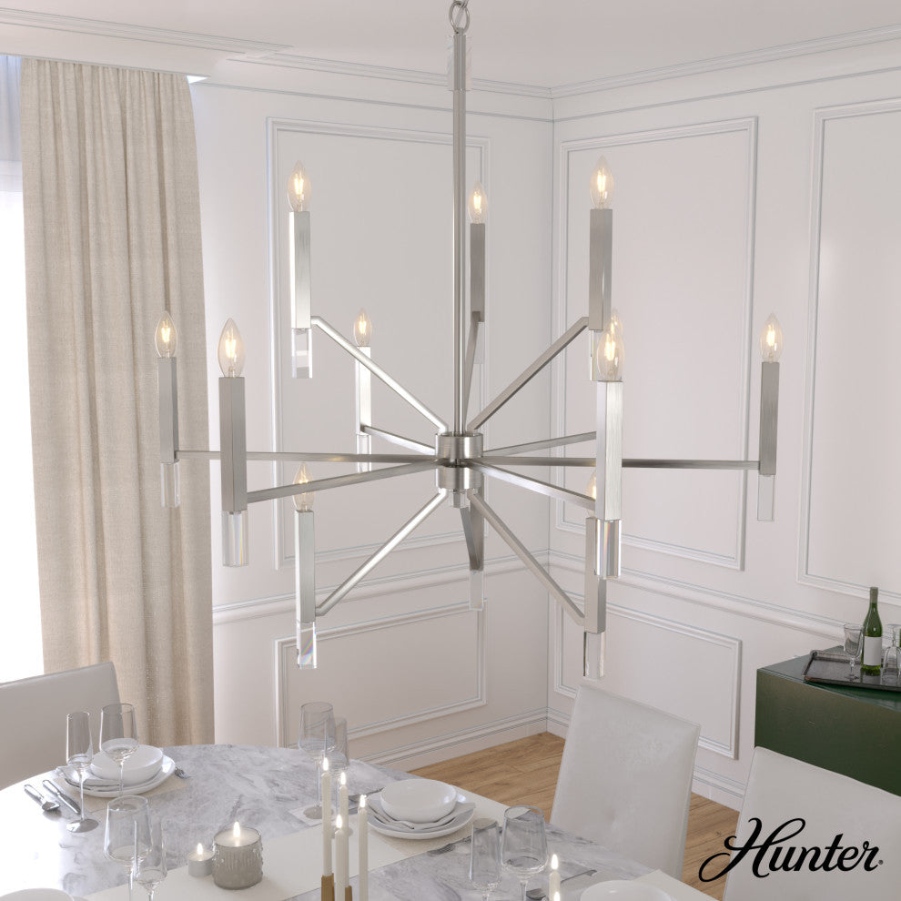 Hunter Sunjai Brushed Nickel 12 Light 3-Tier Chandelier Light